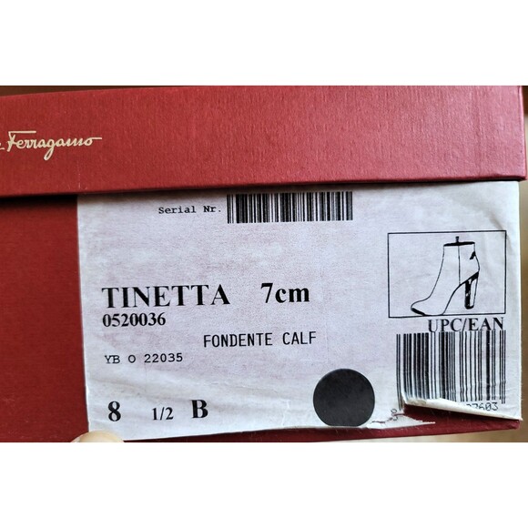 EUC Ferragamo Tinetta womens Brown Calf leather ankle boots 3" heel, 8.5 Italy - Picture 12 of 12